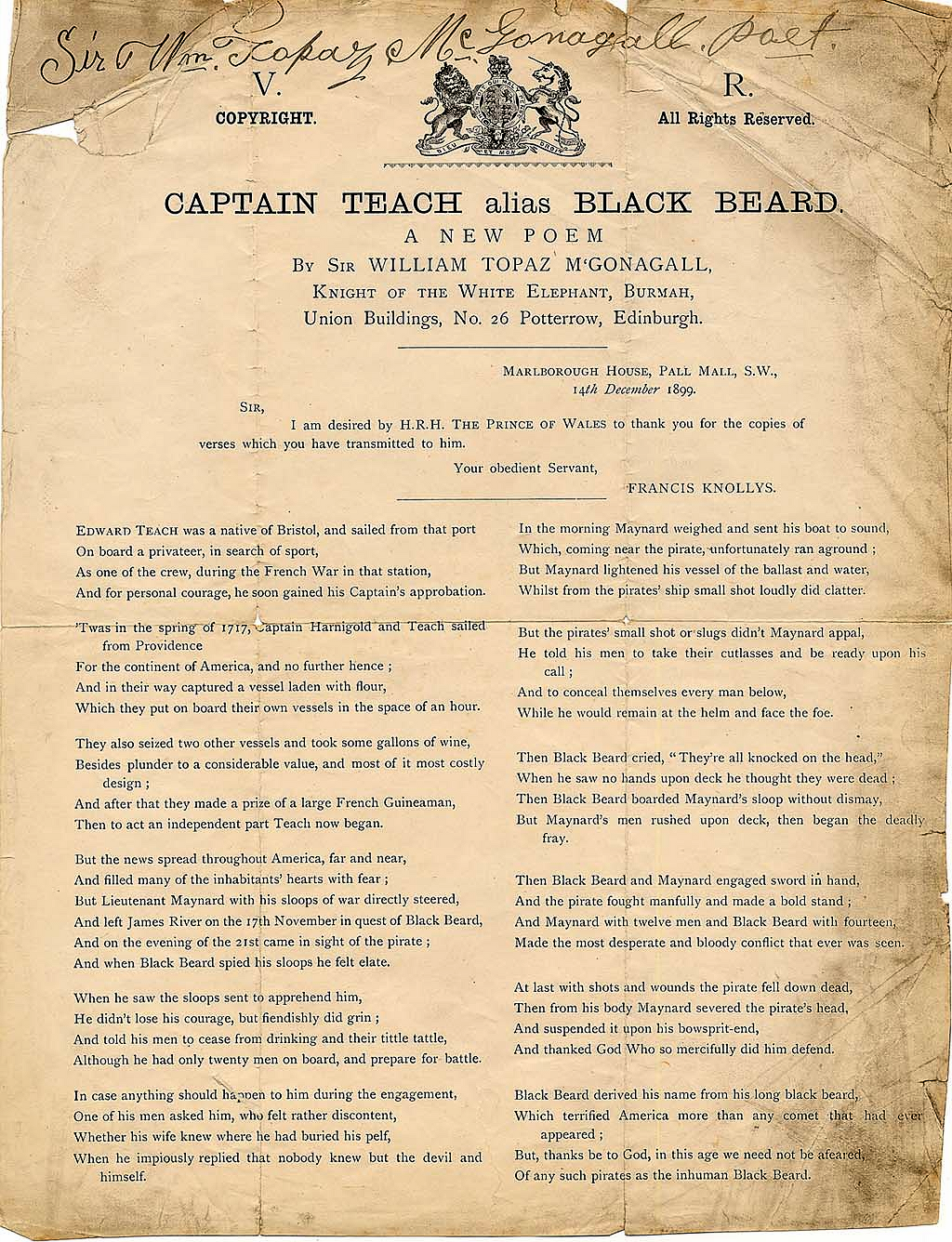 Captain Teach alias Blackbeard