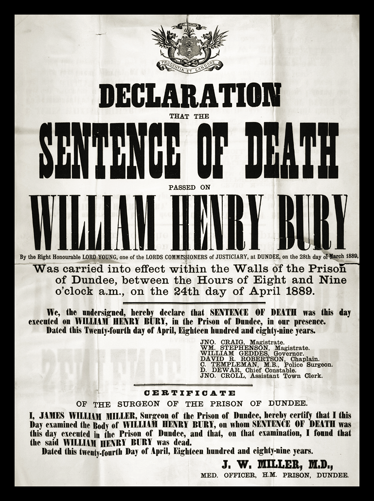 Declaration of Death Sentence for William Bury
