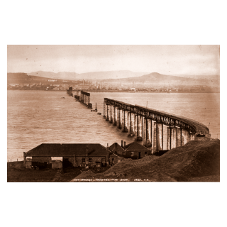 The First Tay Bridge Under Construction from the Fife Side