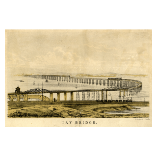 Etching of the New Tay Bridge