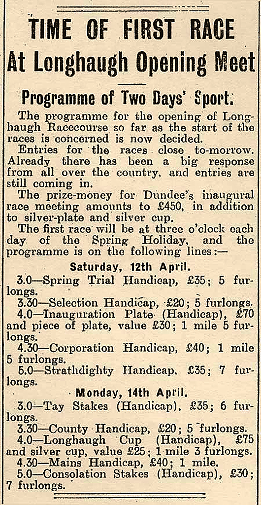 Time of First Race at Longhaugh Opening Meet