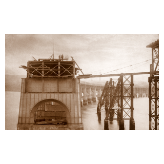 New Tay Viaduct beside the Old Iron Piers of the High Girders