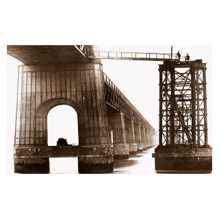 New Tay Viaduct beside the Old Iron Piers of the High Girders