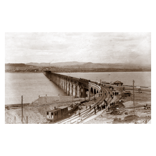 First Train Crossing the New Tay Viaduct