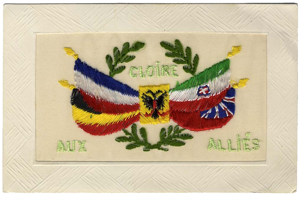 Glory to The Allies Silk Postcard