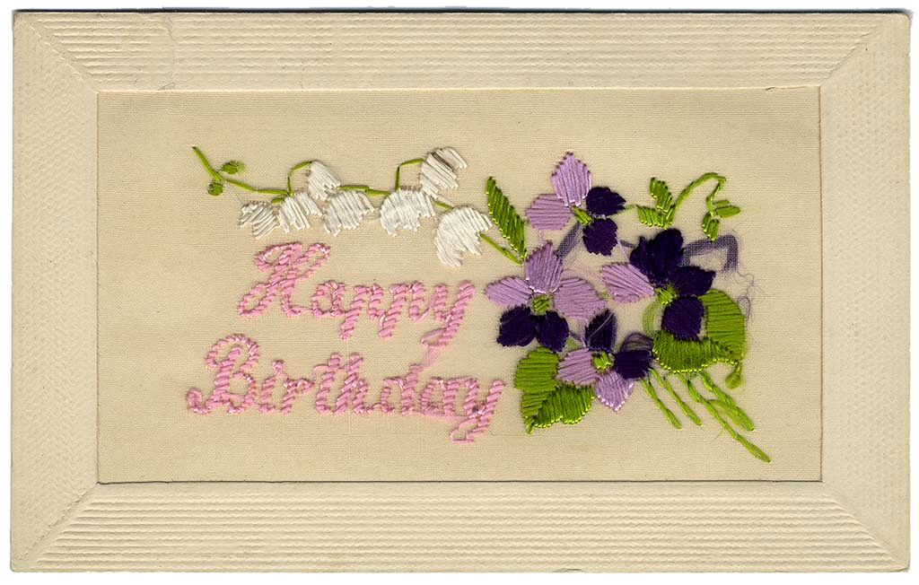 Happy Birthday Silk Postcard